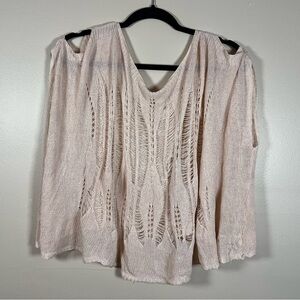 Womens Boho Bohemian Hippie Crop Knit Shirt Flowy Slinky Airy Festival Swing L